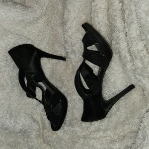 Sparkly Strappy 3" Black Heels Size 8